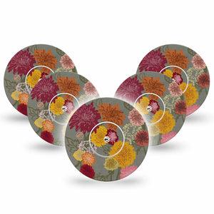 Chrysanthemums Libre Tapes, Abbott Lingo 5-Pack with center stickers