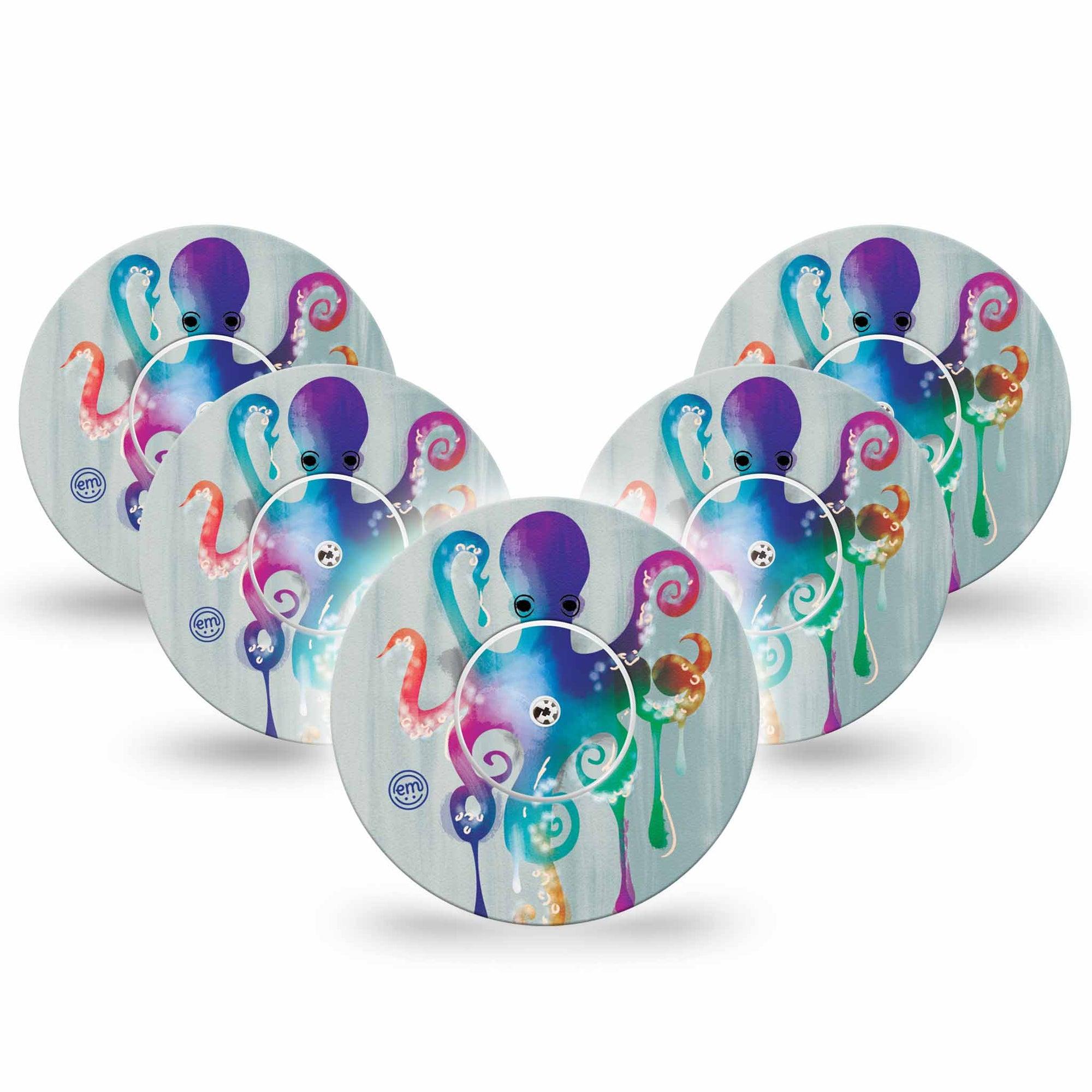 ExpressionMed Octopus Tattoo Libre Adhesive, Abbott Lingo 5-Pack with center stickers