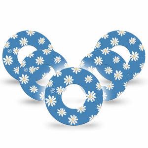 ExpressionMed Painted Daisies Freestyle Libre and Libre 2 Plus Tape, Abbott Lingo, 5-Pack Tape Floral Artwork Themed, Fixing Ring Tape Continuous Glucose Monitor Design