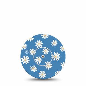 ExpressionMed Painted Daisies Freestyle Libre and Libre 2 Plus Tape, Abbott Lingo, Single Tape and Single Sticker White Flowerets Themed, Fixing Ring Tape Continuous Glucose Monitor Design
