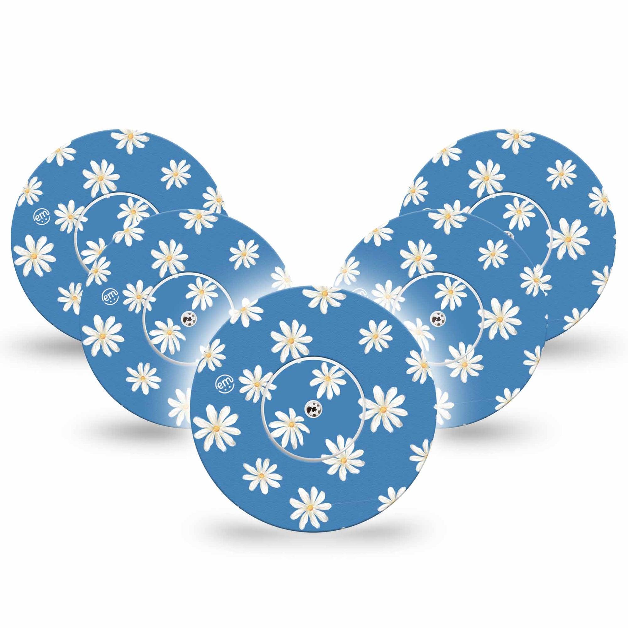 ExpressionMed Painted Daisies Freestyle Libre and Libre 2 Plus Tape, Abbott Lingo, 5-Pack Tape + 5-Pack Sticker Painted Daisies Themed, Fixing Ring Tape Continuous Glucose Monitor Design