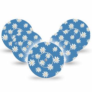 ExpressionMed Painted Daisies Freestyle Libre and Libre 2 Plus Tape, Abbott Lingo, 5-Pack Tape + 5-Pack Sticker Painted Daisies Themed, Fixing Ring Tape Continuous Glucose Monitor Design