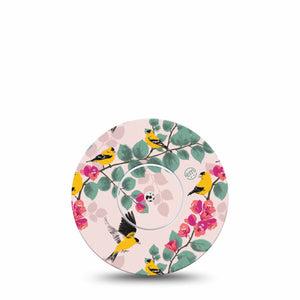 ExpressionMed Yellow Finch Freestyle Libre and Libre 2 Plus Tape, Abbott Lingo, Single Tape and Single Sticker Bright Bird, Fixing Ring Tape Continuous Glucose Monitor Design