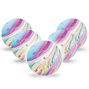 Shimmering Marble Libre Tape, Abbott Lingo 5-Pack with center stickers
