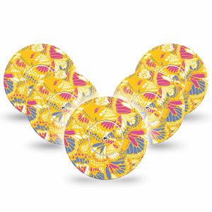 Yellow Butterfly Wings Libre Tape, Abbott Lingo 5-Pack with center sticker