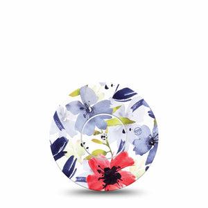 ExpressionMed Red White & Blue Flowers Libre Tape, Abbott Lingo with center sticker