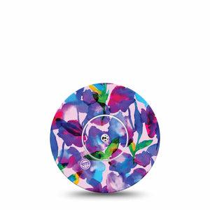 Vibrant Purple Flowers Libre Tape, Abbott Lingo with center sticker