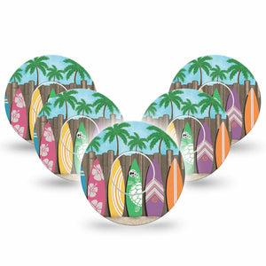 pink flower surfboard for girls libre patch, Abbott Lingo with center stickers