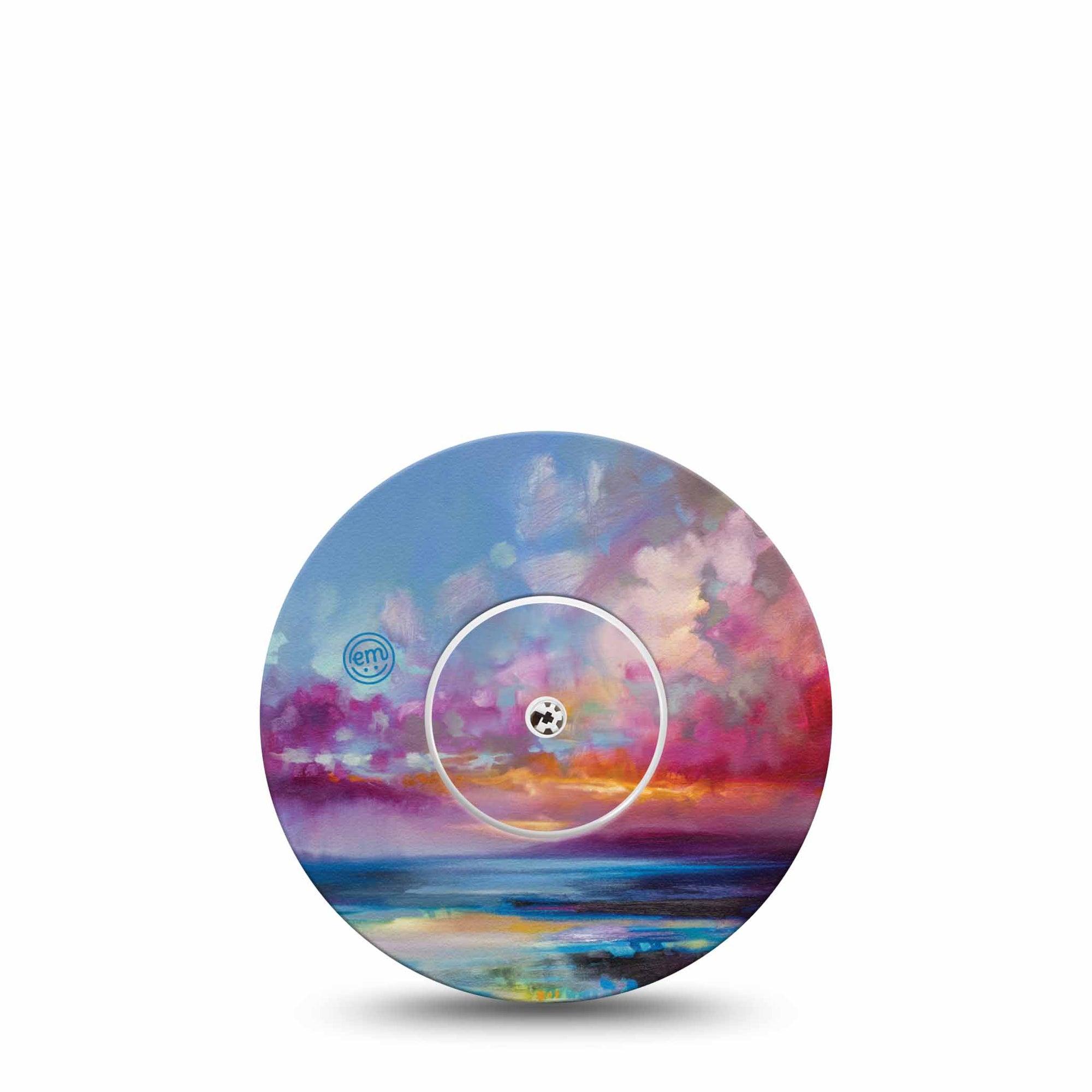 ExpressionMed Painted Skies  Freestyle Libre and Libre 2 Plus Tape, Abbott Lingo, Single Tape and Single Sticker Colorful Sunset, Fixing Ring Tape Continuous Glucose Monitor Design