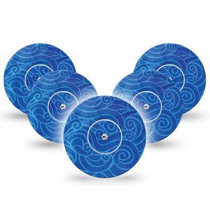 Watercolor Waves Libre Tapes, Abbott Lingo 5-Pack with center stickers