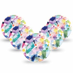 ExpressionMed 5-Pack Tape and 5-Pack Sticker Kaleidoscope Libre Freestyle CGM Patches, Abbott Lingo
