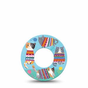Blue Sweater Cats Animals Libre Freestyle CGM Adhesive, Abbott Lingo Single Tape
