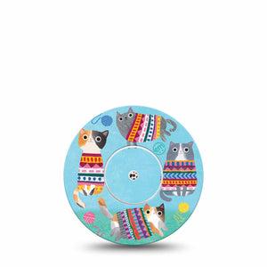 Blue Sweater Cats Animals Libre Freestyle CGM Adhesive, Abbott Lingo Single Tape and Sticker
