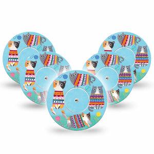 5-Pack Blue Sweater Cats Animals Libre Freestyle CGM Adhesives, Abbott Lingo Tapes and Stickers