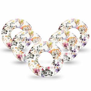 Delicate Grasses Libre Overlay Tape, 5-Pack, Fall Floral CGM Adhesive Design, Abbott Lingo