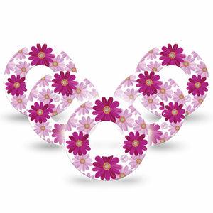 5-Pack Brilliant Daisies Libre CGM Adhesive Patches, Abbott Lingo Tapes