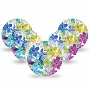 5-Pack Watercolor Floral Libre CGM Patches, Abbott Lingo Tapes and Stickers