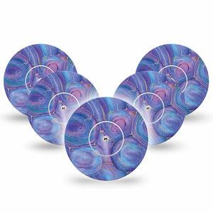 ExpressionMed Libre Perfect Fit Purple Agate Tape, 5-Pack, Purple Fall CGM Adhesive Tape Design, Abbott Lingo with center stickers