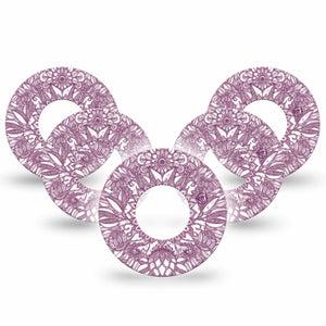 Burgundy Floral Libre Tape, 5-Pack, Fall Floral CGM Adhesive, Abbott Lingo Tapes