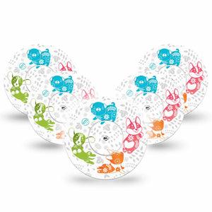 ExpressionMed Gooseberry Puppies Libre 2 Perfect Fit Adhesive Patch, 5-Pack Tape and 5-Pack Sticker, Pyrex Puppy Themed CGM Adhesive Tape Design, Abbott Lingo