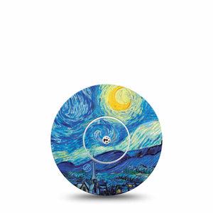 ExpressionMed Starry Nights  Freestyle Libre and Libre 2 Plus Tape, Abbott Lingo, Single Tape and Single Sticker Van Gogh Painting Inspired,  Fixing Ring Tape Continuous Glucose Monitor Design