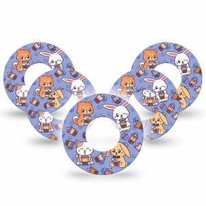 Boba Buddies Libre 2 Perfect Fit Adhesive Patch, 5-Pack, Animal Design CGM Adhesive Patch, Abbott Lingo