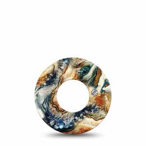 Sea in a Storm Libre 2 Perfect Fit Adhesive, Single, Water Beach Themed Design Breathable CGM Tape, Fixing Ring, Abbott Lingo