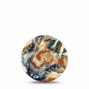 Sea in a Storm Libre 2 Perfect Fit Adhesive, Single, Water Beach Themed Design Breathable CGM Tape, Fixing Ring, Abbott Lingo