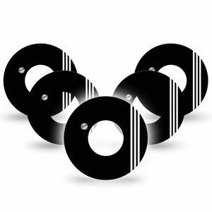 Sporty Libre 2 Perfect Fit Adhesive Tape, 5-Pack Tape, Black and White Design, Waterproof CGM tape, Abbott Lingo