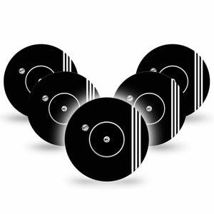 Sporty Libre 2 Perfect Fit Adhesive Tape, 5-Pack Tape and 5-Pack Sticker, Black and White Design, Waterproof CGM tape, Abbott Lingo