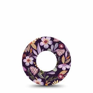 ExpressionMed Moody Blooms Libre 2 Perfect Fit Adhesive Tape, Single, Purple Floral Design, Waterproof CGM Adhesive Patch, Abbott Lingo