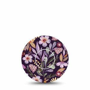 ExpressionMed Moody Blooms Freestyle Libre and Libre 2 Plus Tape, Abbott Lingo, Single Tape and Single Sticker Mysterious Flowers, Fixing Ring Tape Continuous Glucose Monitor Design