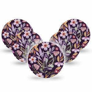 ExpressionMed Moody Blooms Freestyle Libre and Libre 2 Plus Tape, Abbott Lingo, 5-Pack Tape and 5-Pack Sticker Elegant Petals, Fixing Ring Tape Continuous Glucose Monitor Design