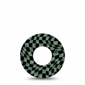 ExpressionMed Green & Black Checkerboard Libre 2 Tape, Distorted Checkered Inspired, CGM, Plaster Patch Design, Abbott Lingo
