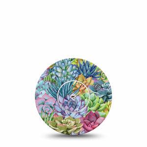 Blue Succulents Libre Tape, Colorful Cacti Inspired, CGM Fixing Ring Design Patch, Abbott Lingo Single Tape and Sticker