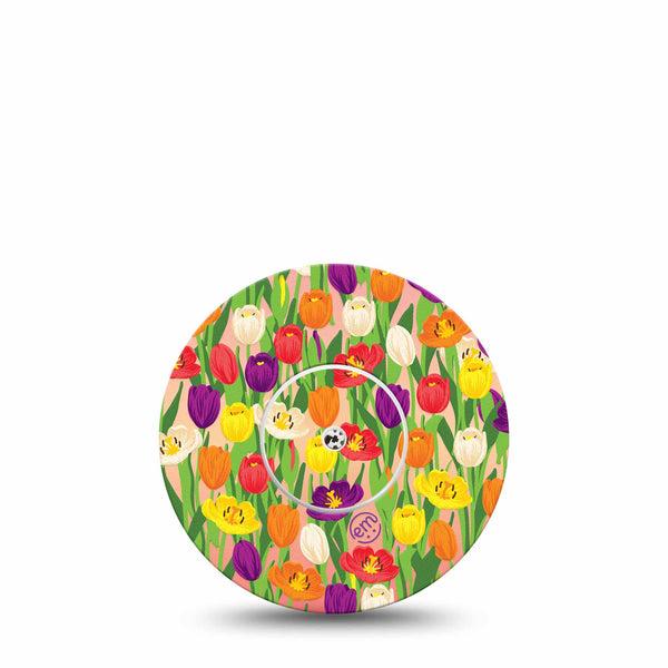 Tulips Libre Tape, Single, Sprouting Florals, CGM Adhesive Patch Design, Abbott Lingo with Center Sticker
