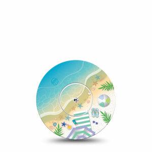 ExpressionMed Relaxing Beach Libre 2 Tape, Single, Relaxing By The Shore Themed, CGM Overlay Patch Design, Abbott Lingo with center sticker