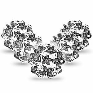 ExpressionMed Black Tie Floral Freestyle Libre 2 Flower 5-Pack Tape and 5-Pack Sticker, Doodled Floral, Continuous Glucose Monitor Fixing Ring Tape Design, Abbott Lingo