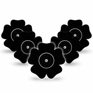 Black Libre Flower Tape 5-Pack Tape and 5-Pack Sticker classic black cgm plaster design, Abbott Lingo