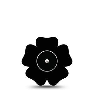 Black Libre Flower Tape plain black cgm ahesive tape and sticker design, Abbott Lingo