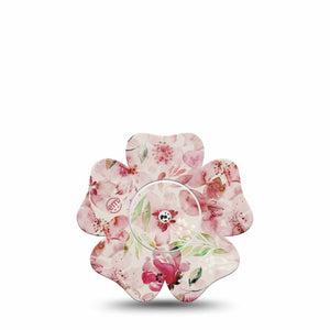 ExpressionMed Ethereal Spring Freestyle Libre 2 Flower Shape Single Ethereal Grace Adhesive Tape CGM Design, Abbott Lingo with center sticker