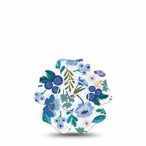 ExpressionMed Blue Anemone Freestyle Libre 2 Flower Shape, Single Tape and Single Sticker, Sea Charm Adhesive Tape CGM Design, Abbott Lingo