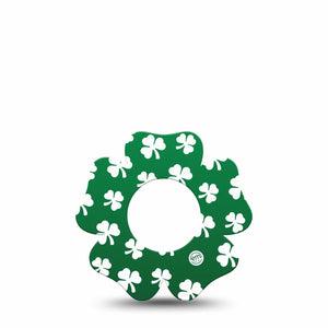 ExpressionMed Green Glam Freestyle Libre 3 Flower Single Tape St Patricks Day Green Sparkles Overlay Patch Continuous Glucose Monitor Design, Abbott Lingo