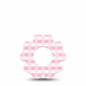 ExpressionMed Pink Gingham Freestyle Libre 2 and Libre 2 Plus Flower Shape Tape, Abbott Lingo,  Single Tape Pink Checks, Fixing Ring Tape CGM Design