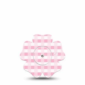 ExpressionMed Pink Gingham Freestyle Libre 2 and Libre 2 Plus Flower Shape Tape, Abbott Lingo,  Single Tape & Single Sticker Classic Gingham, Fixing Ring Tape CGM Design