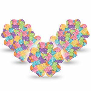 ExpressionMed Gummy Bears Freestyle Libre 2 Flower Shape Tape, Abbott Lingo,  5-Pack Stickers and Tapes, Sugary Delights Fixing Ring Tape CGM Design