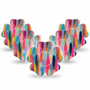 ExpressionMed Brush Strokes Freestyle Libre 2 Flower Shape 5-Pack Unique Etta Vee Creations Adhesive Tape CGM Design, Abbott Lingo