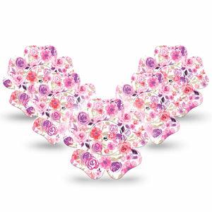 ExpressionMed Romantic Blooms Freestyle Libre 2 Flower Shape Tape 5-Pack Tape and 5-Pack Sticker Blossom Motif Adhesive Tape CGM Design, Abbott Lingo