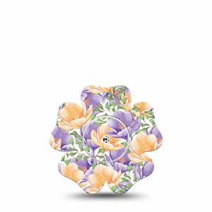 ExpressionMed Crocus Flowers Freestyle Libre 2 Flower Shape Single crocus flowers Adhesive Tape CGM Design, Abbott Lingo with center sticker