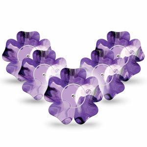 ExpressionMed Purple Storm Freestyle Libre 2 Flower Shape Tape, Abbott Lingo, 5-Pack Sticker and Tape purple swirly cloud Adhesive Tape CGM Design